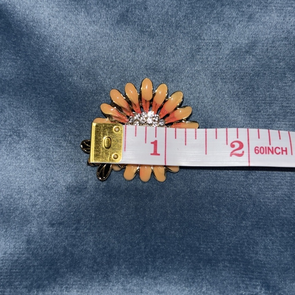 Source Unknown Orange and Yellow Brooch with Rhinestones - Picture 4 of 5